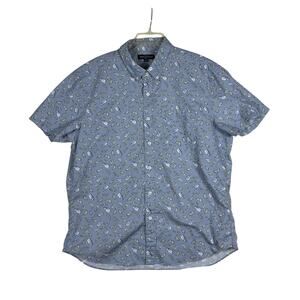 J Crew Shirt Mens XL Mercantile Flex Pocket Button Blue Short Sleeve Salt & Lime